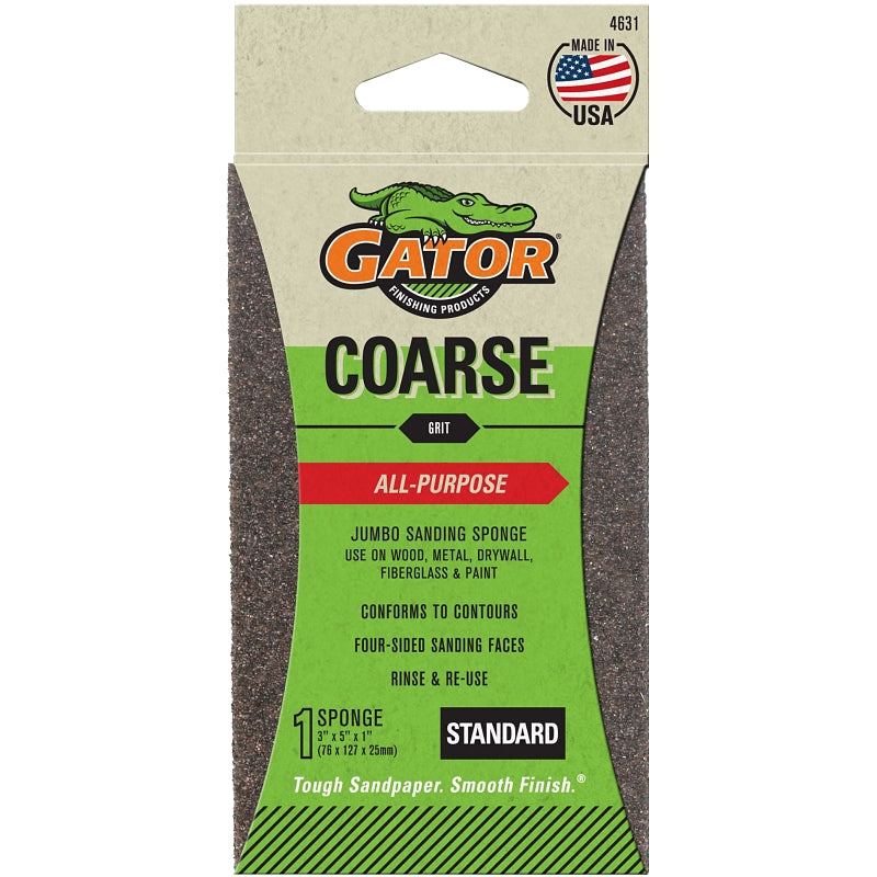 GATOR Gator 4631 Premium Sanding Sponge, 3 in L, 5 in W, 60 Grit, Coarse, Aluminum Oxide Abrasive