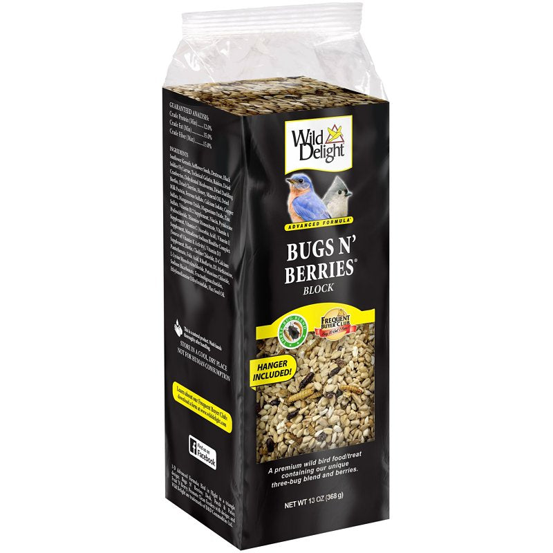WILD DELIGHT Wild Delight Bugs N' Berries 388310 Safflower Seed Wild Bird Food, 12 oz, Block