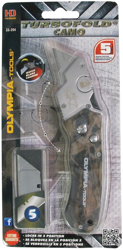 OLYMPIA TOOLS Olympia Tools 33-204 Utility Knife, Plastic Blade, Green Handle