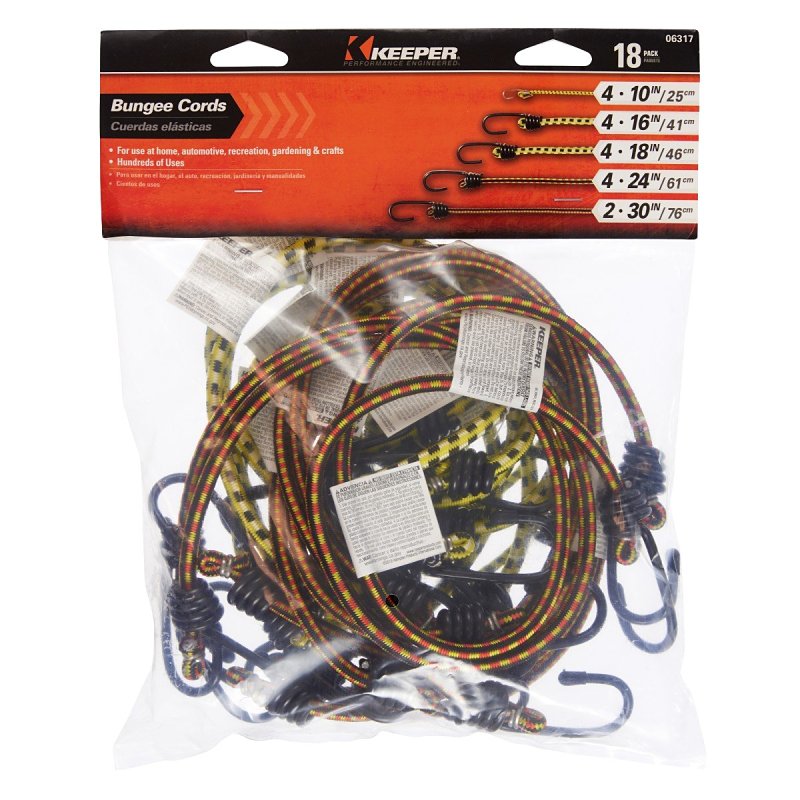 KEEPER Keeper 06317 Bungee Cord Assortment, Steel End, Rubber, Hook End, 18/PK AUTOMOTIVE KEEPER