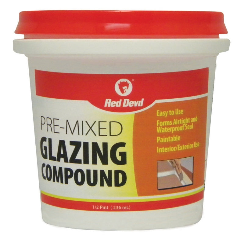 RED DEVIL Red Devil 0662 Glazing Compound, Solid, Mild, Off-White, 0.5 pt Tub