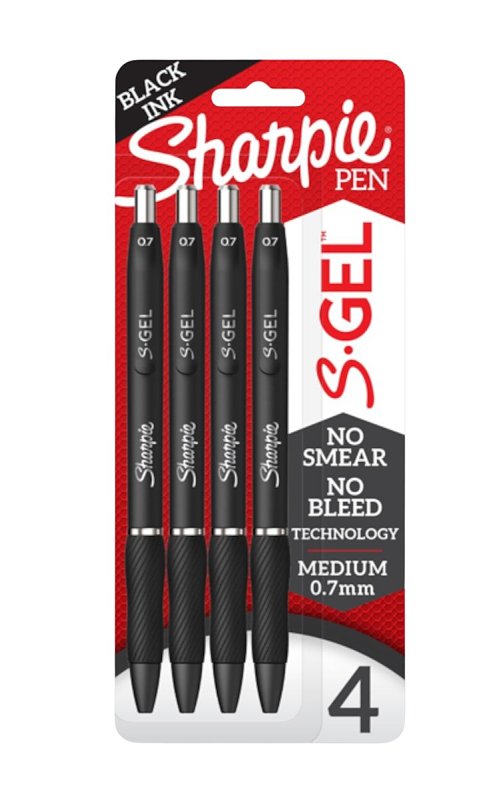SHARPIE Sharpie 2096134 S-Gel Pen, 0.7 mm, Medium, Black Ink, Contoured Grip