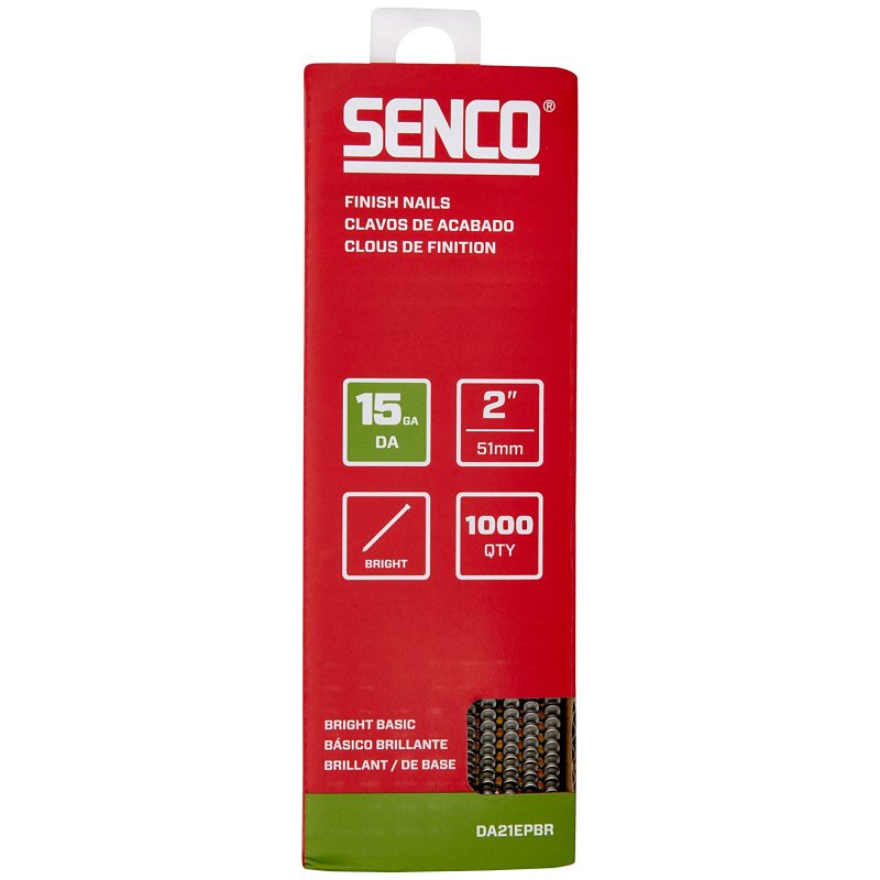 SENCO Senco DA21EPBR Finish Nail Strip, 2 in L, 15 ga, Steel, Bright Basic/Sencote, Brad Head