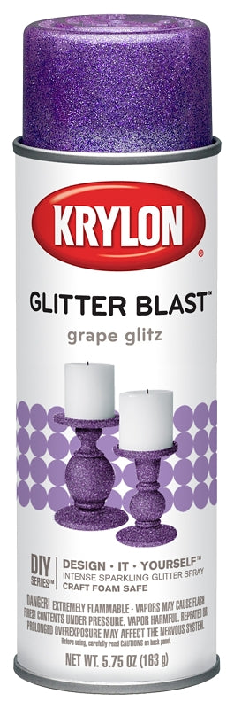 KRYLON Krylon K03813A00 Craft Spray Paint, Glitter, Grape Glitz, 5.75 oz, Can PAINT KRYLON