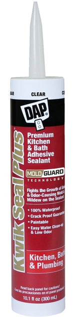 DAP DAP 18516 Adhesive Sealant, Clear, 24 hr Curing, -20 to 150 deg F, 10.1 oz Tube PAINT DAP