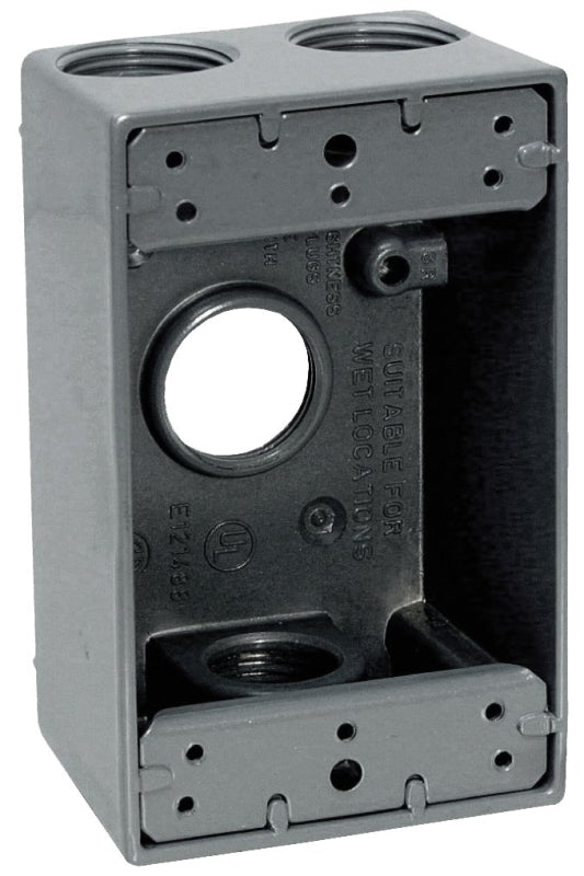 TEDDICO/BWF Teddico/Bwf 1754-1 Outlet Box, 97.3 cu-in, 4-3/4 in, 1-Gang, 4-Knockout, Metal, Gray, Powder-Coated ELECTRICAL TEDDICO/BWF