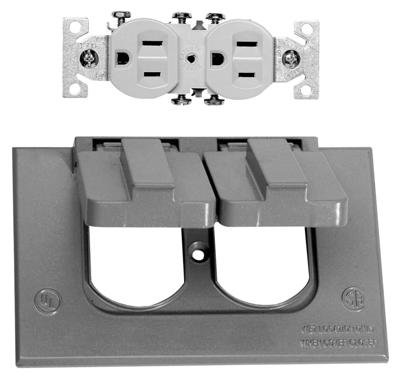 TEDDICO/BWF BWF 4181R-1 Cover, 4-1/2 in L, 2-3/4 in W, 1-Gang, Metal, Gray, Powder-Coated, 6/CD