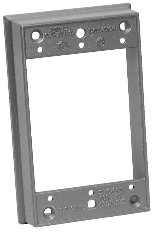 TEDDICO/BWF BWF EXR-1V Box Extension, 4-9/16 in L, 2-13/16 in W, 1 -Gang, Metal, Gray ELECTRICAL TEDDICO/BWF