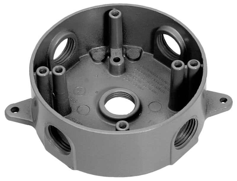 TEDDICO/BWF Orbit RB50 RB50-5 Weatherproof Box, 4 in W, 1-1/2 in D, 5 -Knockout, Aluminum, Gray, Powder-Coated ELECTRICAL TEDDICO/BWF