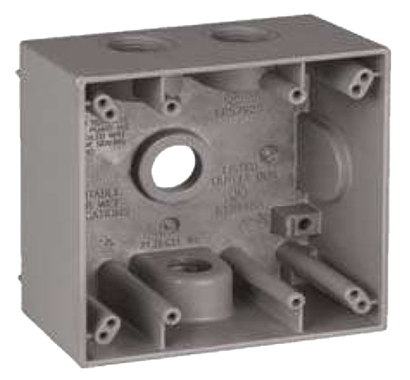 TEDDICO/BWF Teddico/Bwf TGB-54V Outlet Box, 30.5 cu-in, 4-1/2 in, 2-Gang, 4-Knockout, Metal, Gray, Powder-Coated ELECTRICAL TEDDICO/BWF