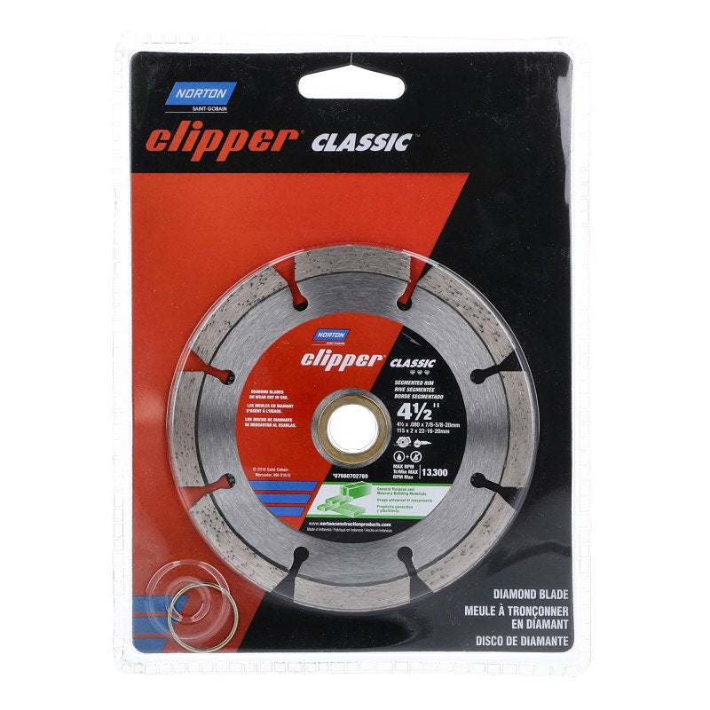 NORTON CLIPPER Norton 7660702789 Saw Blade, 4-1/2 in Dia, 5/8 in Arbor, Diamond Cutting Edge TOOLS NORTON CLIPPER