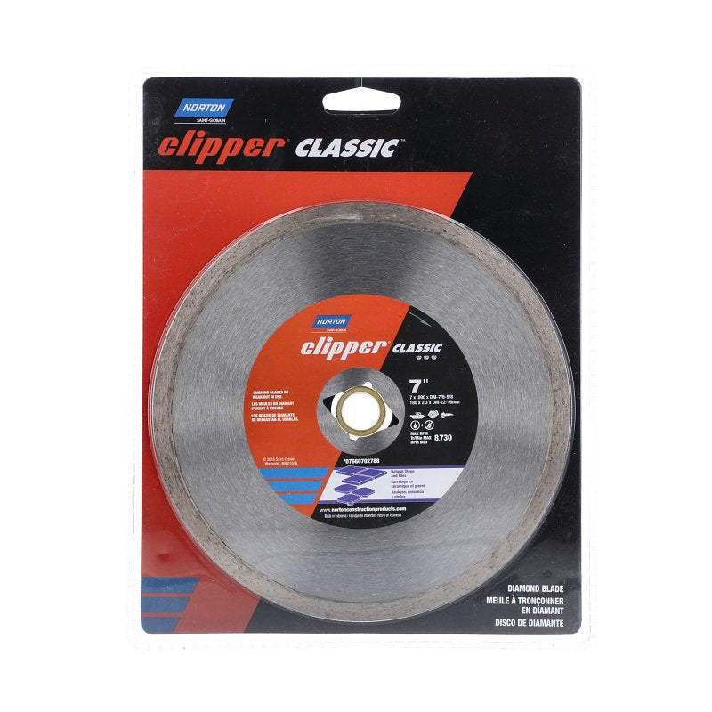 NORTON CLIPPER Norton Clipper Classic 07660702788 Dry Continuous Rim Tile Blade, 7 in W, Diamond PAINT NORTON CLIPPER