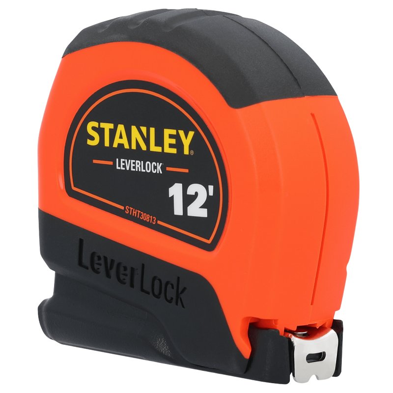 STANLEY STANLEY LEVERLOCK STHT30813S Tape Measure, 12 ft L Blade, 1/2 in W Blade, Polymer Blade, ABS Case TOOLS STANLEY