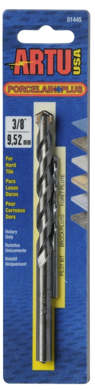 ARTU ARTU 01445 Drill Bit, 3/8 in Dia, 5-5/16 in OAL, Flat Flute, 2-Flute, 3/8 in Dia Shank, Straight Shank