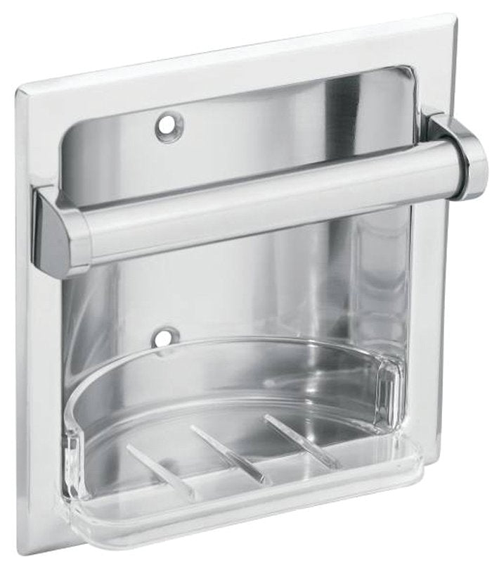 MOEN Moen 2565CH Soap Holder and Utility Bar, Recessed, Zinc