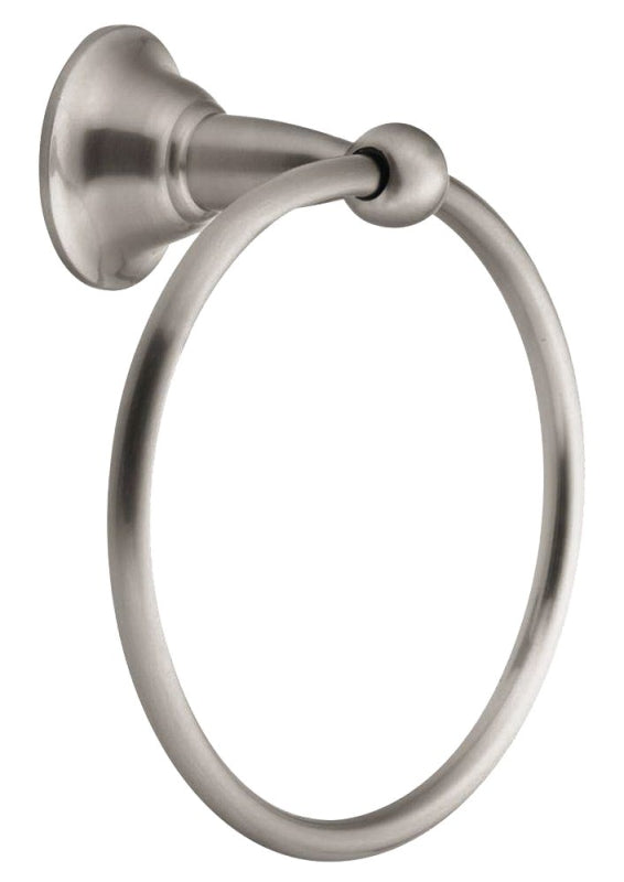MOEN Moen Sage Series DN6886BN Towel Ring, 6 in Dia Ring, 22 lb, Brass/Zinc, Brushed Nickel, Screw Mounting