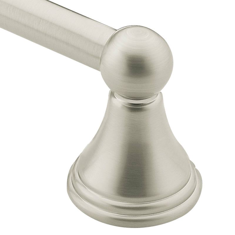 MOEN Moen DN8418BN Towel Bar, 3-1/8 in Projection, 20.13 in OAL, 3.13 in OAW, 18 in L Rod, Aluminum, Brushed Nickel, Surface HOUSEWARES MOEN