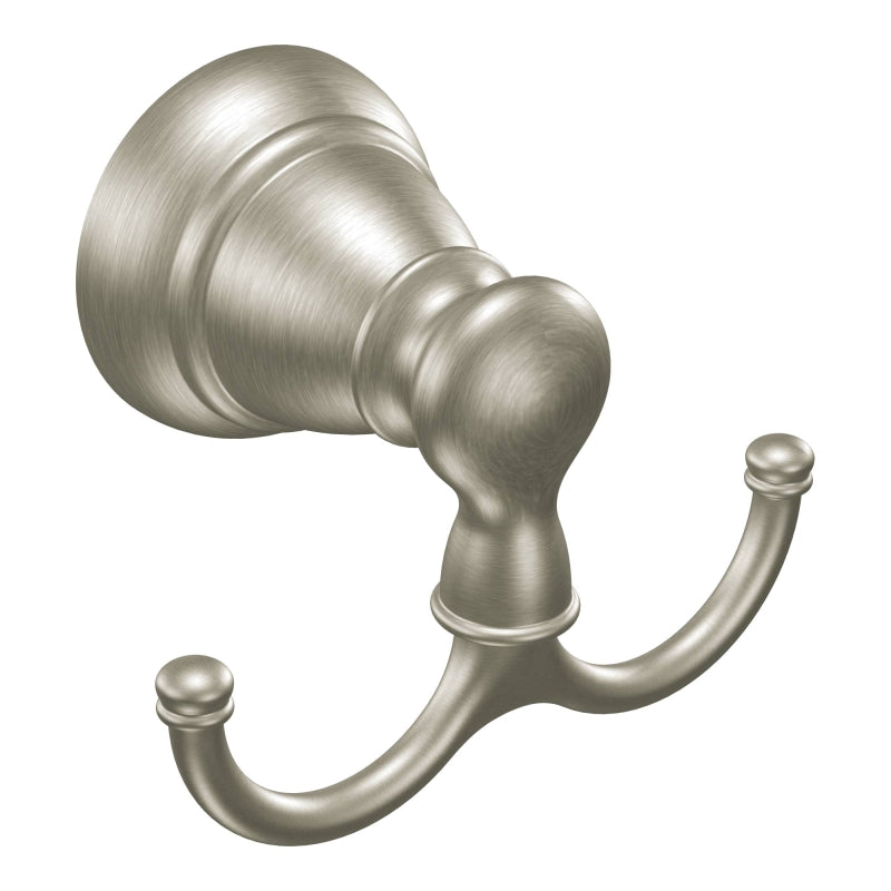 MOEN Moen Banbury Series Y2603BN Robe Hook, 35 lb, 2-Hook, Zinc, Brushed Nickel, Wall Mounting