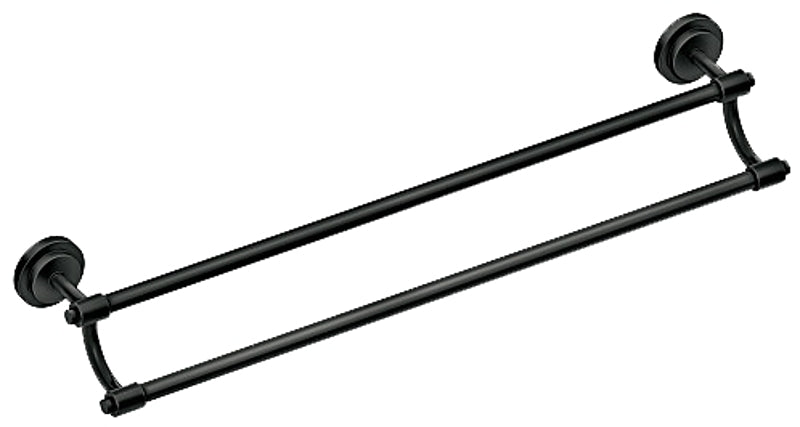 MOEN Moen Iso Series DN0722BL Towel Bar, 5.28 in Projection, 26.44 in OAL, 24 in L Rod, Aluminum/Zinc, Matte, Wall