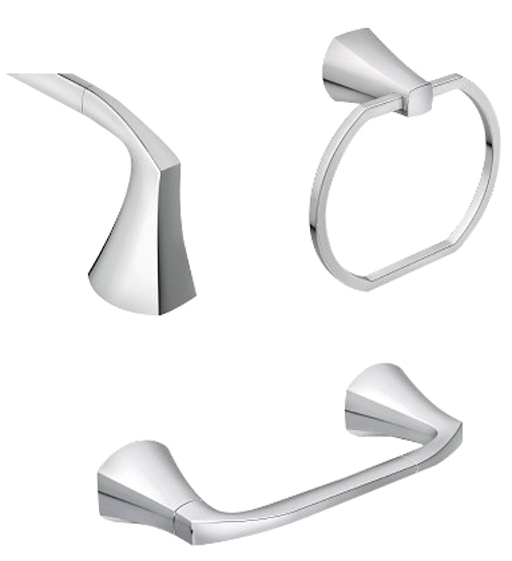 MOEN Moen Lindor MY8793CH Bathroom Hardware Set, Zinc, Chrome, 3-Piece