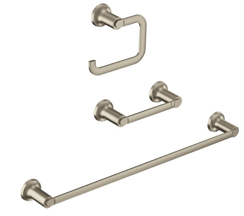 MOEN Moen Zyla Series Y1633BN Bathroom Hardware Set, Zinc, Brushed Nickel, 3-Piece
