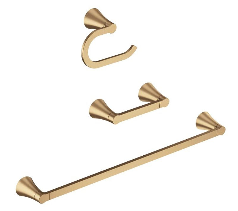 MOEN Moen Mikah Series Y0733BZG Bathroom Hardware Set, Zinc, Brushed Gold, 3-Piece