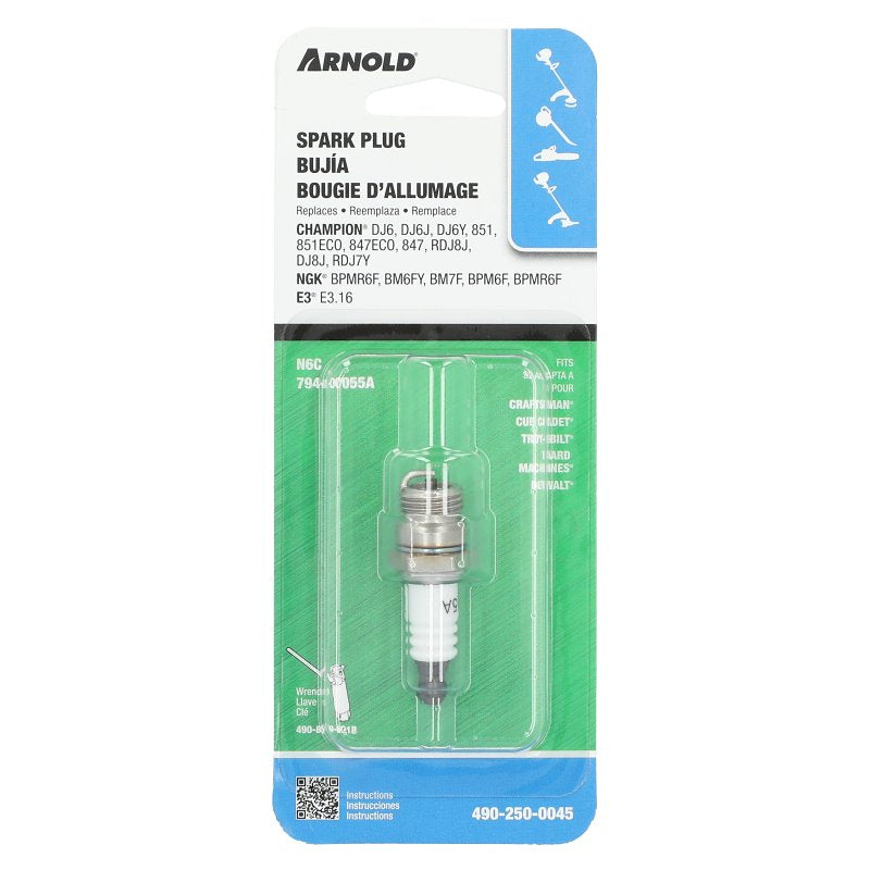 ARNOLD NGK BM6F Standard Spark Plug, 14 mm Dia Thread, 5/8 in Hex