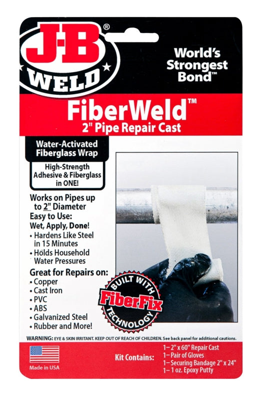 J-B WELD J-B Weld FiberWeld 38260 Pipe Repair Cast, 60 in L, 2 in W, Fiberglass, Off-White PAINT J-B WELD