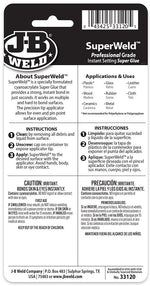 J-B WELD J-B Weld 33120 Super Glue, Liquid, Clear, 20 g, Bottle PAINT J-B WELD