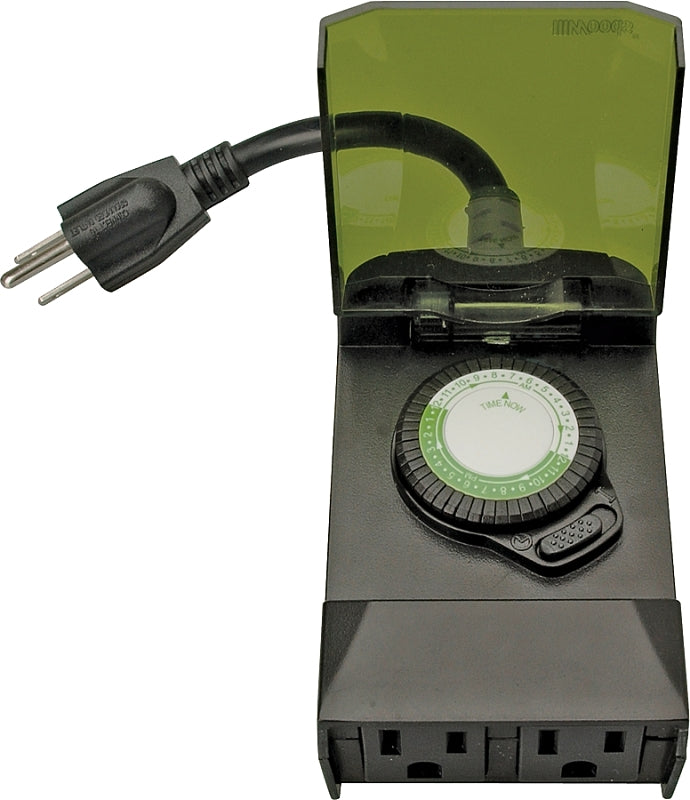 WOODS Woods 50011 Mechanical Timer, 15 A, 125 V, 1875 W, 24 hr Time Setting, 24 On/Off Cycles Per Day Cycle, Black ELECTRICAL WOODS