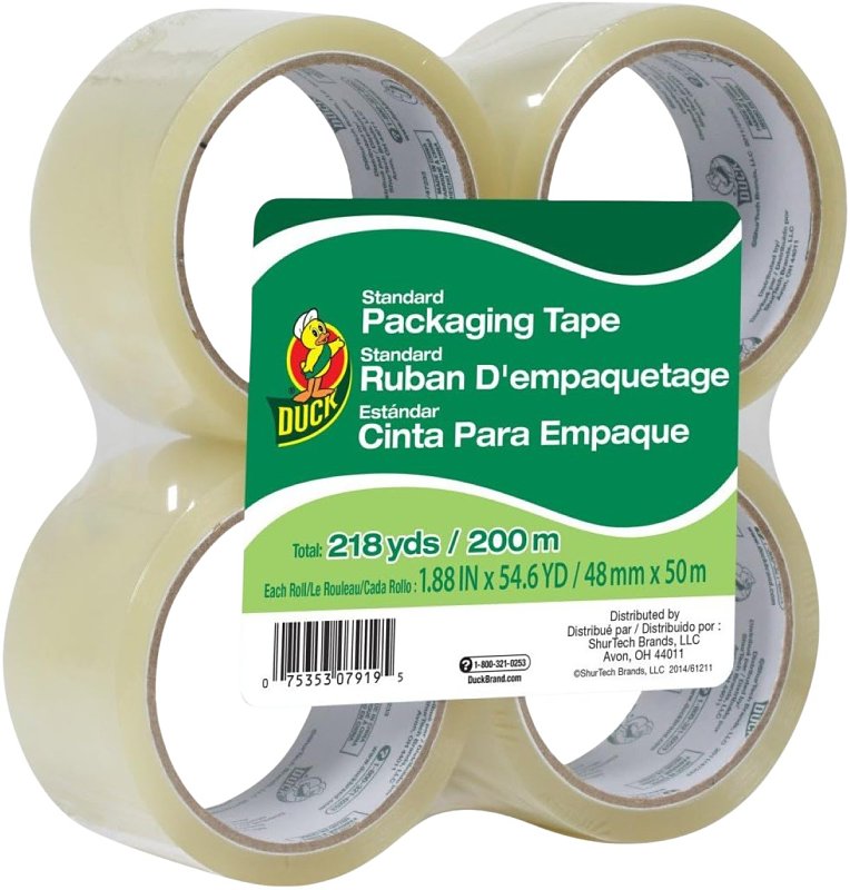 DUCK Duck 240974 Packaging Tape, Clear, 1.88 in W