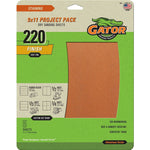 GATOR Gator 4465 Sanding Sheet, 11 in L, 9 in W, Extra Fine, 220 Grit, Garnet Abrasive, Paper Backing