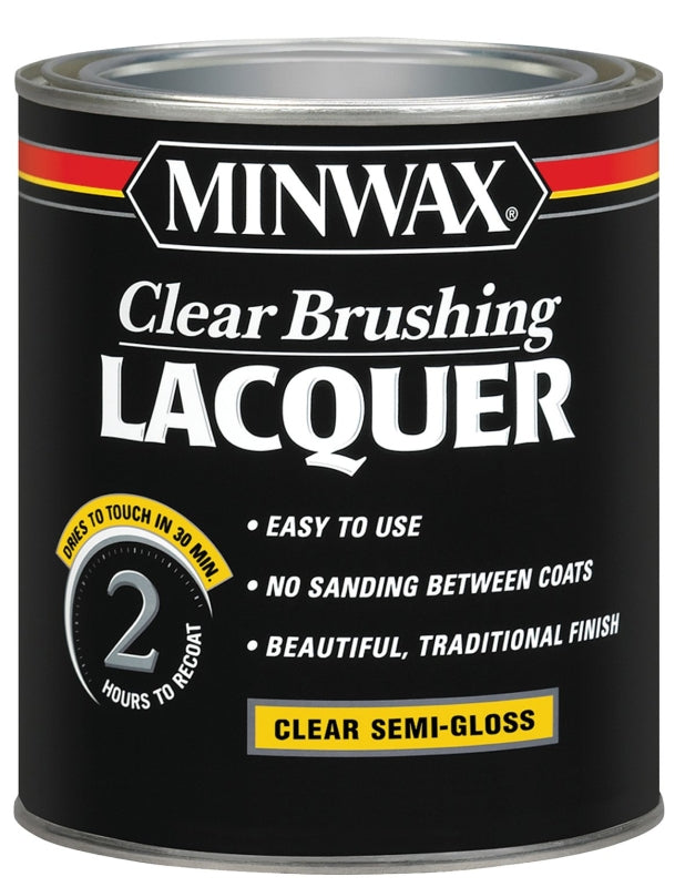 MINWAX Minwax 155050000 Brushing Lacquer, Semi-Gloss, Liquid, Clear, 1 qt, Can PAINT MINWAX