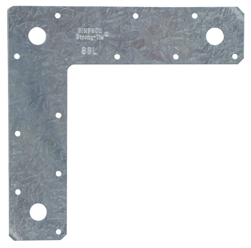 SIMPSON STRONG-TIE Simpson Strong-Tie L 88L L-Strap, 8 in L, 2 in W, Steel, Galvanized, Fastening Method: Nail