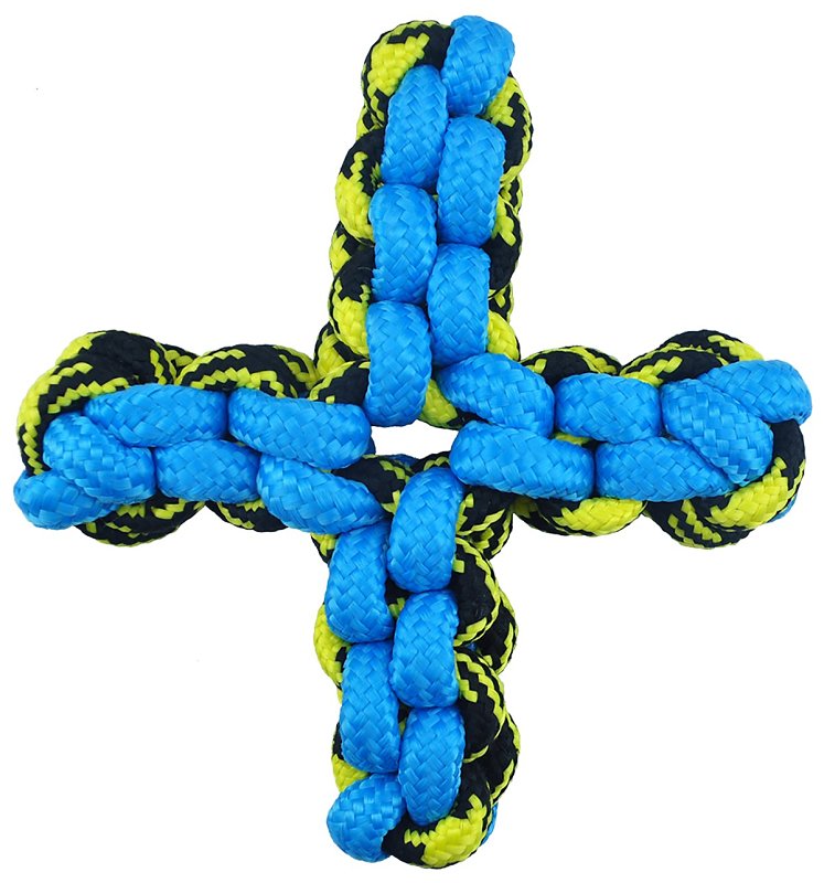 PET PARK BLVD Pet Park Blvd US2051 19 Dog Toy, Rope Twisted Quad Toy, Paracord, Blue