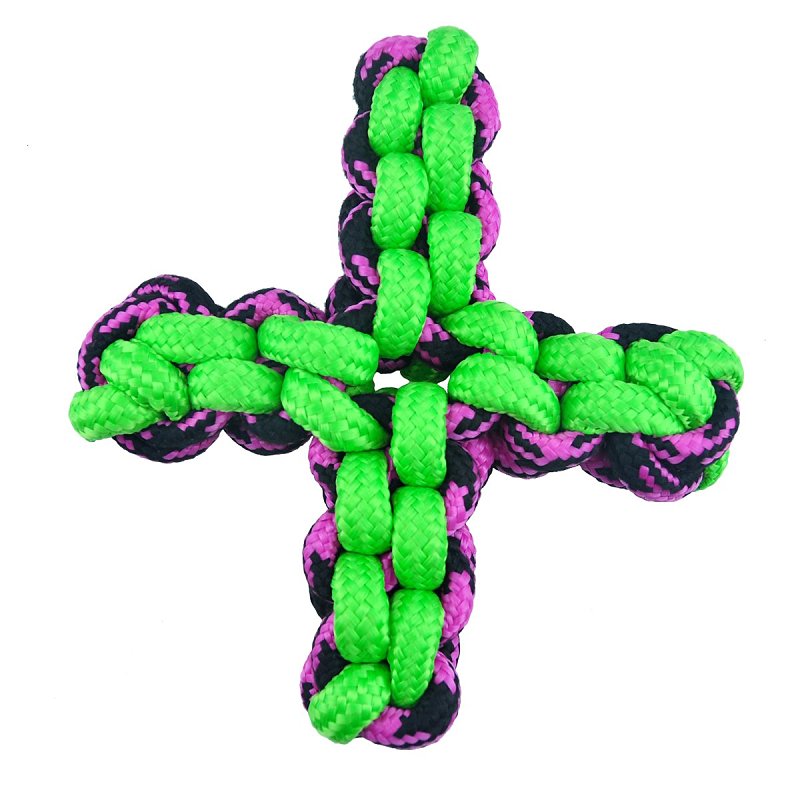 PET PARK BLVD Pet Park Blvd US2051 43 Dog Toy, Rope Twisted Quad Toy, Paracord, Green