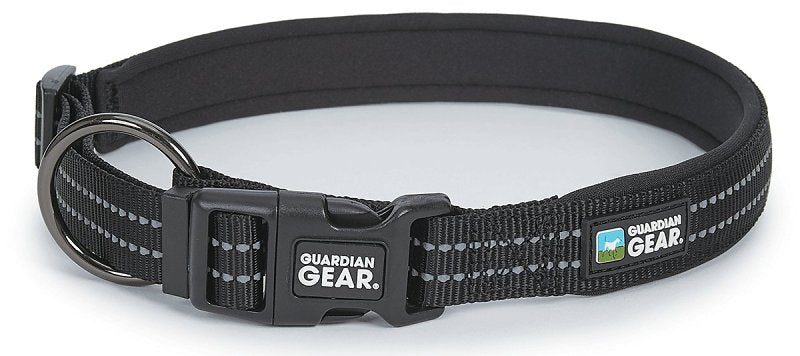 GUARDIAN GEAR Guardian Gear ZA0006 24 30 Dog Collar, O-Ring Link, 24 to 30 in L Collar, Nylon, Jet Black