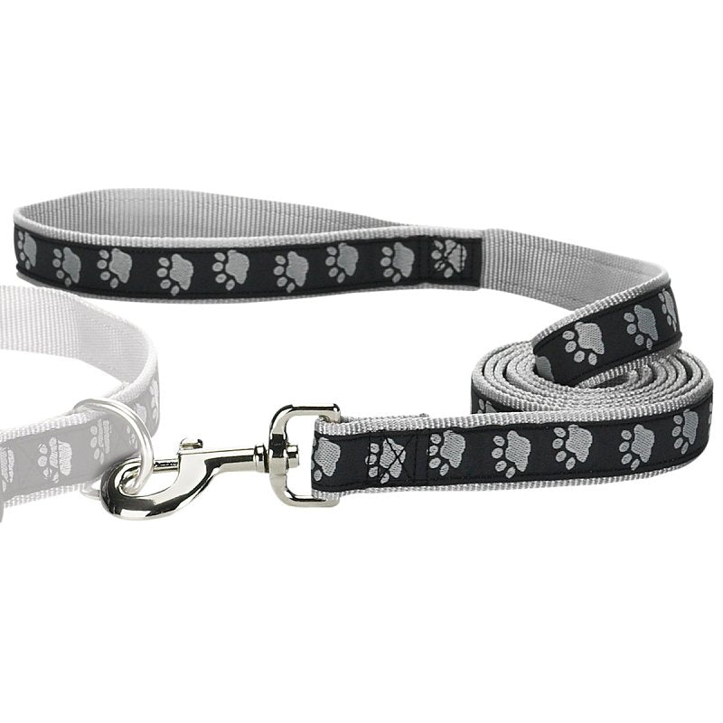 CASUAL CANINE Casual Canine ZA8861 66 17 Two-Tone Pawprint Dog Lead, 6 ft L, 1 in W, Nylon Line, Black, Fastening Method: Swivel Clip HARDWARE & FARM SUPPLIES CASUAL CANINE