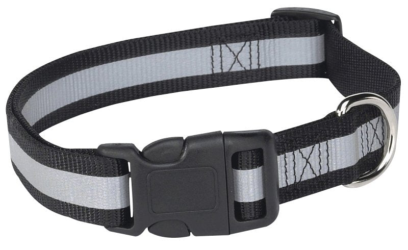 GUARDIAN GEAR Guardian Gear ZA984 10 17 Dog Collar, 10 to 16 in L Collar, 5/8 in W Collar, Nylon, Black, Reflective Taping