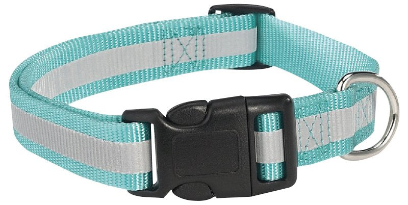 GUARDIAN GEAR Guardian Gear ZA984 14 19 Dog Collar, 14 to 20 in L Collar, 5/8 in W Collar, Nylon, Blue, Reflective Taping