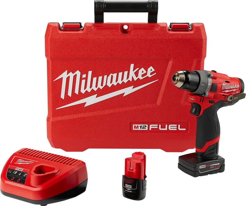 MILWAUKEE Milwaukee 2504-22 Hammer Drill Kit, Battery Included, 12 V, 2, 4 Ah, 1/2 in Chuck, Ratcheting Chuck TOOLS MILWAUKEE