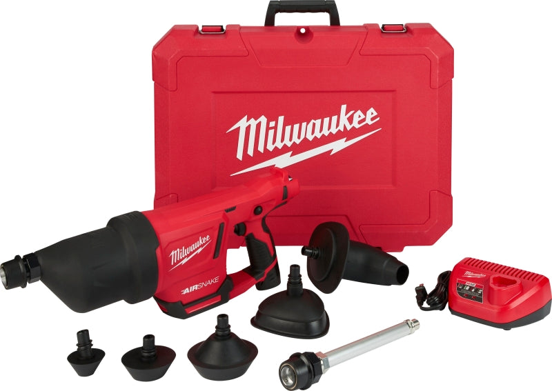 MILWAUKEE Milwaukee 2572B-21 Drain Cleaning Air Gun Kit, Battery