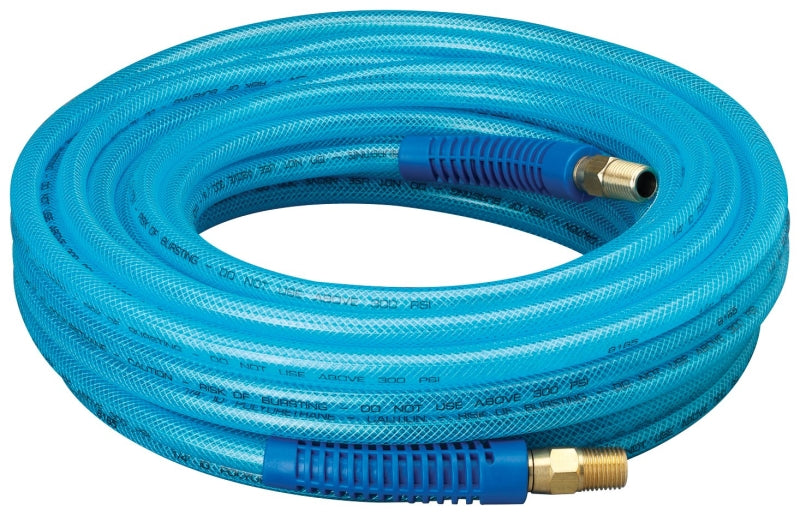 TRU-FLATE Tru-Flate 12-50E Air Hose, 1/4 in OD, 50 ft L, MNPT, 300 psi Pressure, Polyurethane, Blue