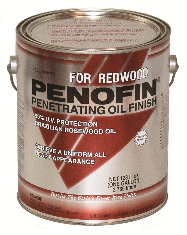 PERFORMANCE COATING INC Penofin F3RAHGA Exterior Stain, Semi-Transparent, Redwood, Liquid, 1 gal PAINT PERFORMANCE COATING INC