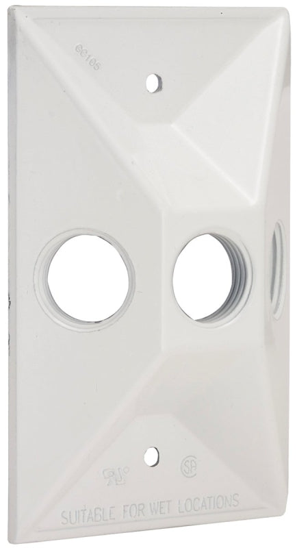 HUBBELL Hubbell 5189-6 Cover, Cluster, Lampholder, 4-19/32 in L, 2-27/32 in W, Rectangular, Zinc, White, 6/CD ELECTRICAL HUBBELL