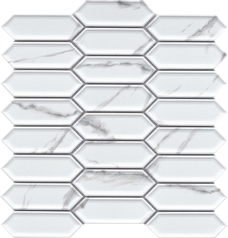 EMSER TILE Emser Tile Elegan Series W95ELEGCA1111MPKM Porcelain Mosaic Tile, 13 in L Tile, 10 in W Tile, Pressed Edge, Calacata BUILDING MATERIALS EMSER TILE