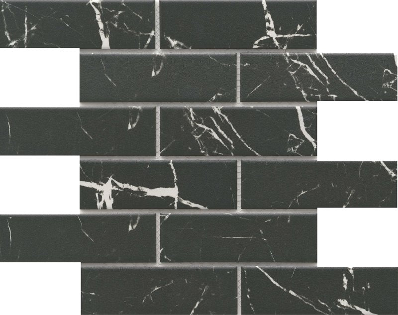 EMSER TILE Emser Tile Elegan Series W95ELEGNE1112MOFM Porcelain Mosaic Tile, 12 in L Tile, 11 in W Tile, Pressed Edge, Nero BUILDING MATERIALS EMSER TILE