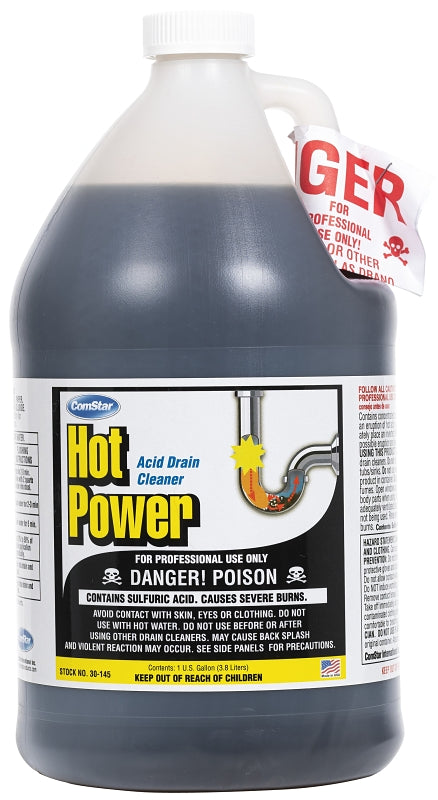 COMSTAR ComStar Hot Power 30-145 Drain Cleaner, Liquid, Amber, Sharp, 1 gal Bottle