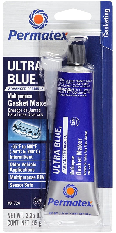 PERMATEX Permatex 81724 Gasket Maker, Blue, 3.35 oz Tube, Paste, Mild AUTOMOTIVE PERMATEX