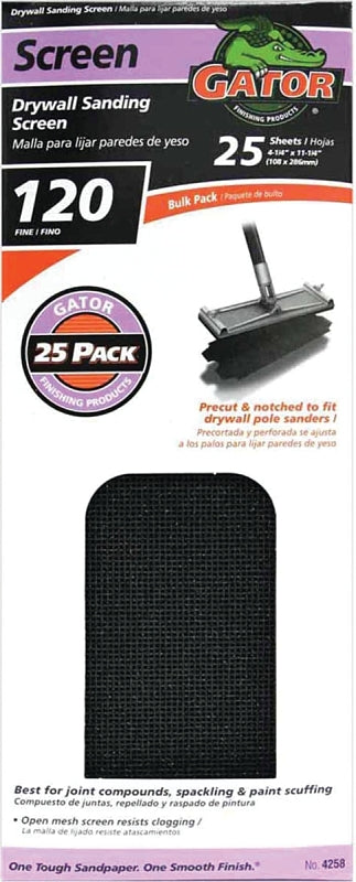 GATOR Gator SilicaCut 3302 Sanding Screen, 11-1/4 in L, 4-1/4 in W, 120 Grit, Medium, Silicon Carbide Abrasive, 1-Sheet PAINT GATOR